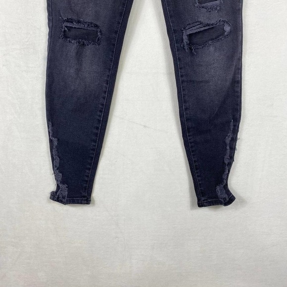 Free People Black Distressed/Ripped/Grunge High Waist Crop Skinny Jeans-26 - Picture 5 of 9